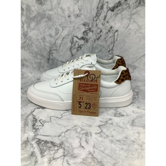 Official Program Size 9.5 White/Leopard Print STW-30 Leather Sneakers C1-3 - Picture 4 of 10
